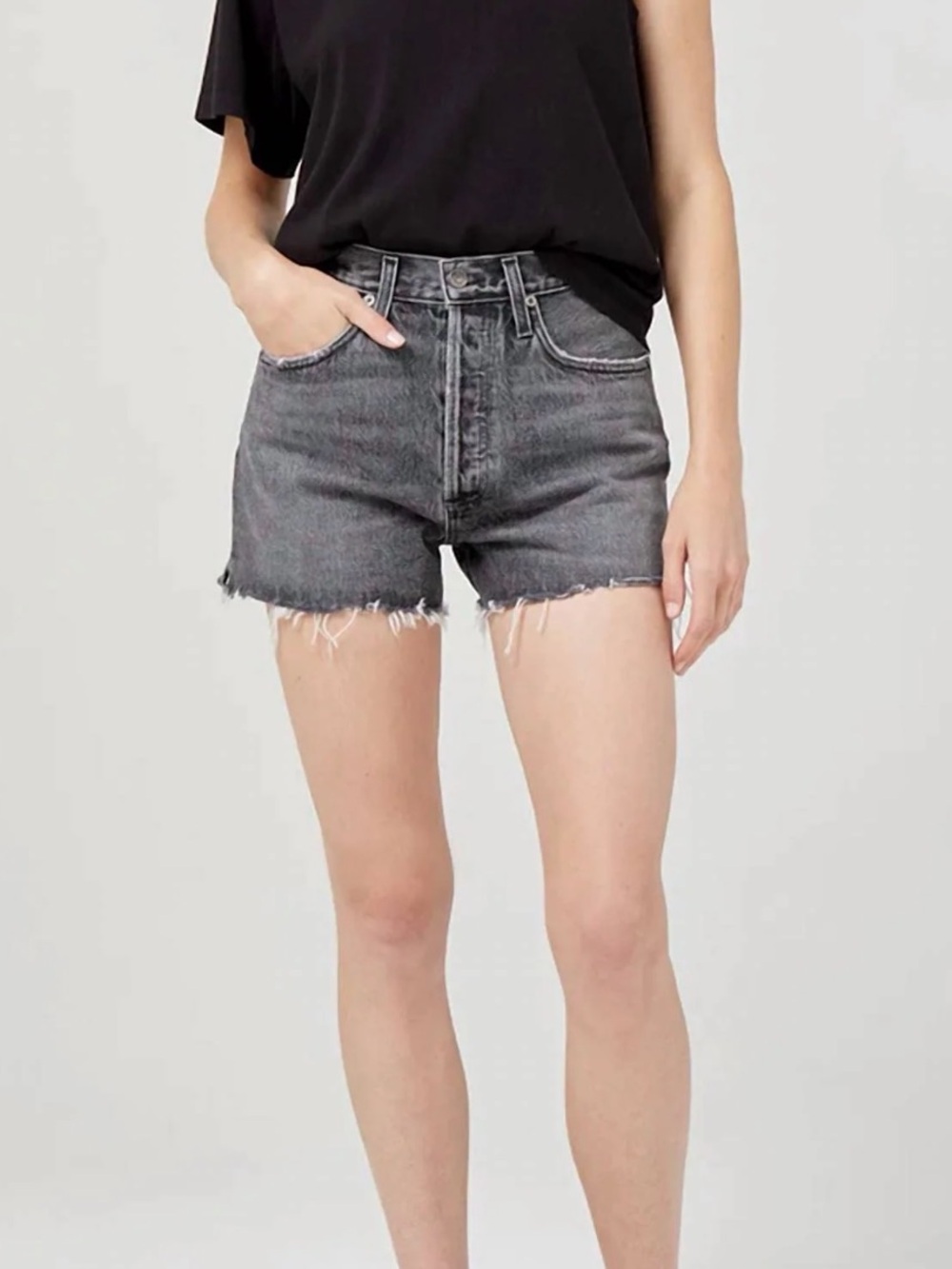 Agolde Dee Denim Shorts - Charcoal Gray